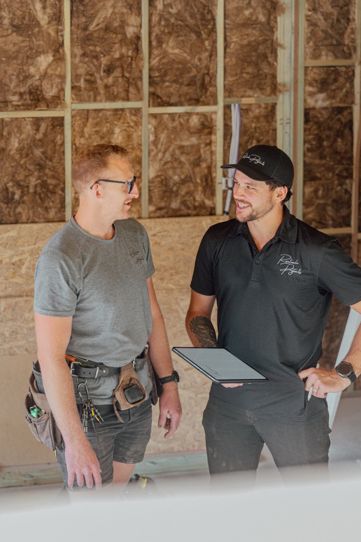 Jeff Rentoule on site discussing plans with site manager Matt Ivanoff